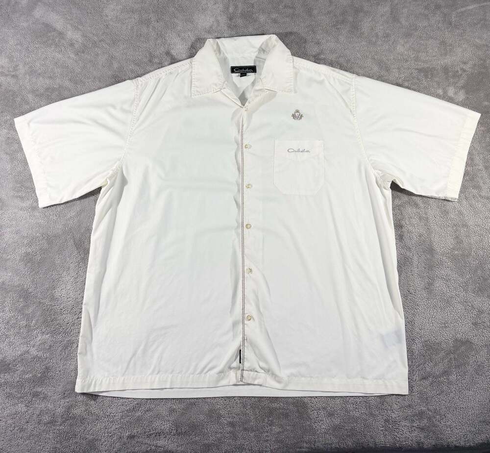 Quiksilver Silver Edition White Short Sleeve Button Down Camp Shirt Size XXL